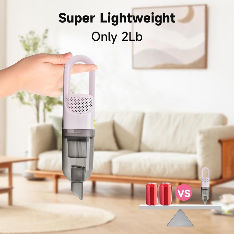 TROURAY Handheld Vacuum Cleaner,Ultra-Lightweight Mini Portable Vacuums for Home, 6 in 1 Stick Vac Cleaners for Car,Pet Hair(Green Cordless) - Image 4